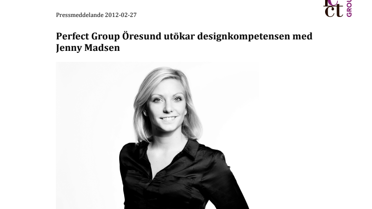 Perfect Group Öresund utökar designkompetensen med Jenny Madsen