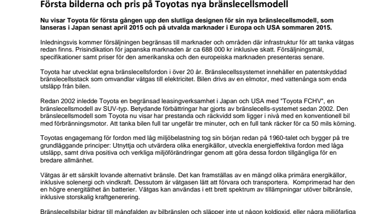 Första bilderna och pris på Toyotas nya bränslecellsmodell