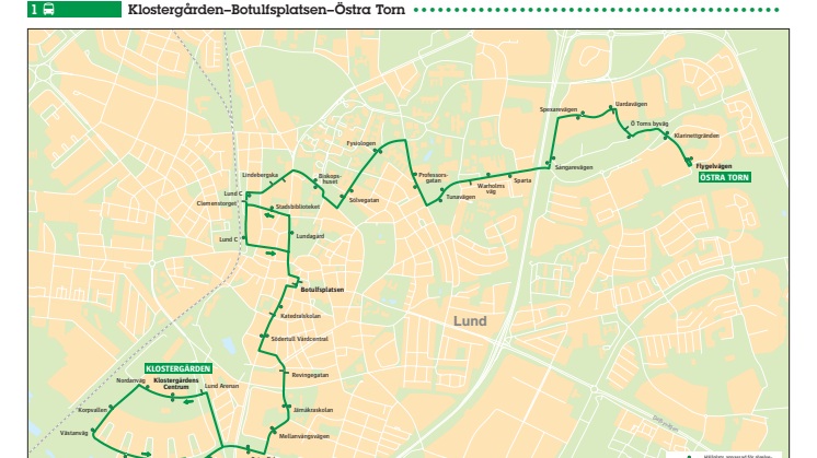 Kartor över bussarna körvägar i Lund och Malmö vid påvebesöket