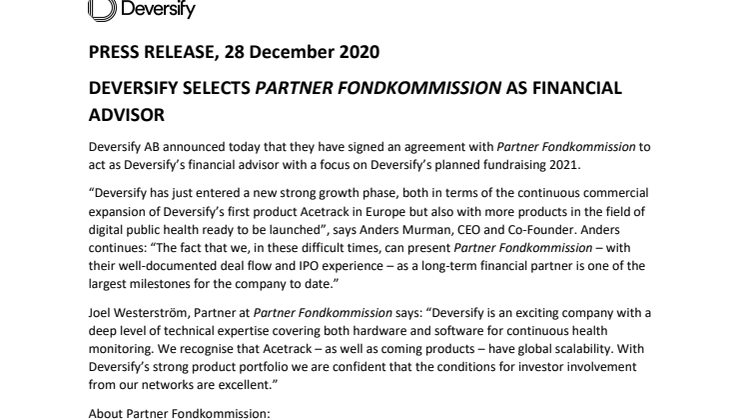 Press release - Partner Fondkommission