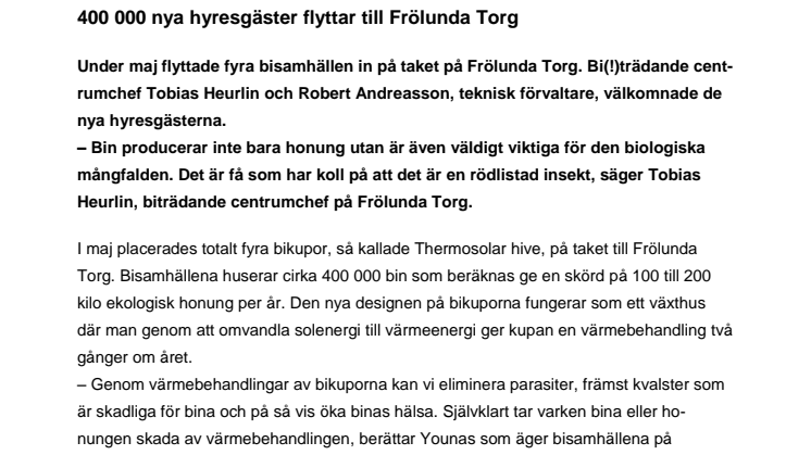 400 000 nya hyresgäster flyttar till Frölunda Torg