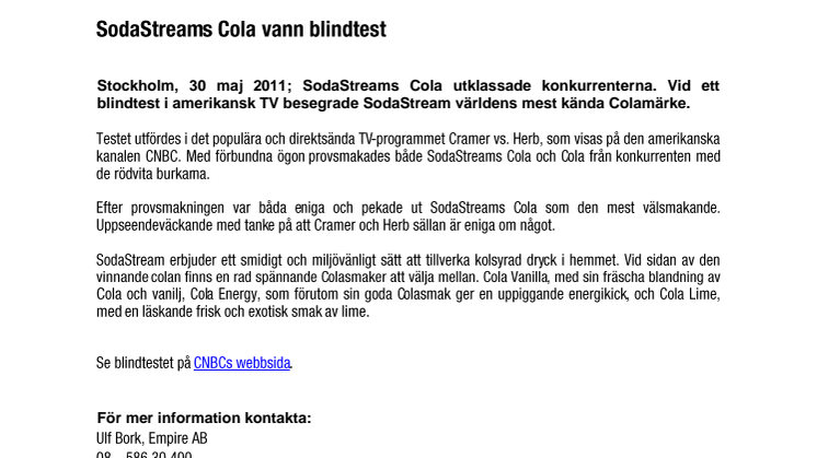 SodaStreams Cola vann blindtest