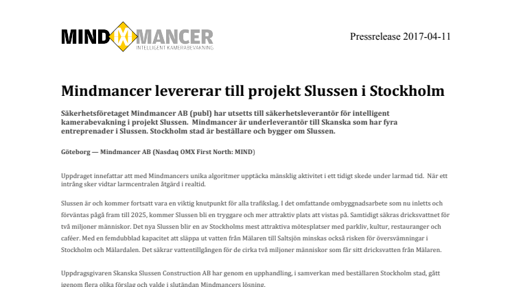 Mindmancer levererar till projekt Slussen i Stockholm