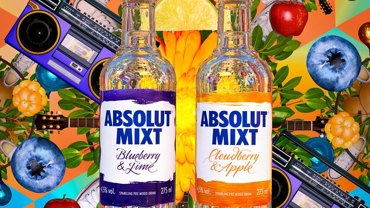 Absolut MIXT blir lansert i to friske smaksvarianter: Blåbær & lime og Multer & eple.