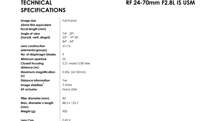 RF 24-70mm F2.8L IS USM_PR Spec Sheet