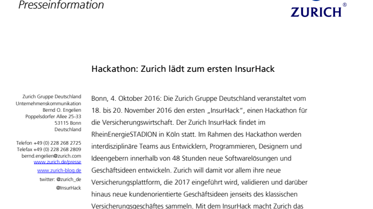 Hackathon: Zurich lädt zum ersten InsurHack