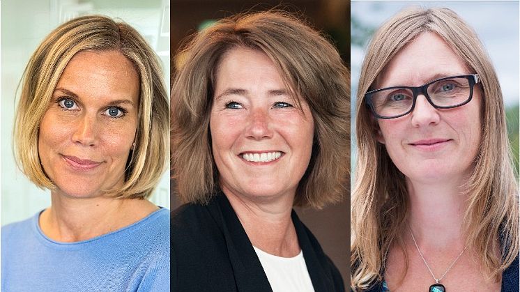 Karolina Brick, hållbarhetschef, Johanna Frelin, vd och Mari-Louise Persson,  miljö- och energichef.