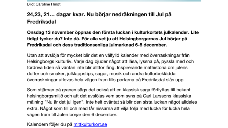 Helsingborgs kultur-julkalender har startat