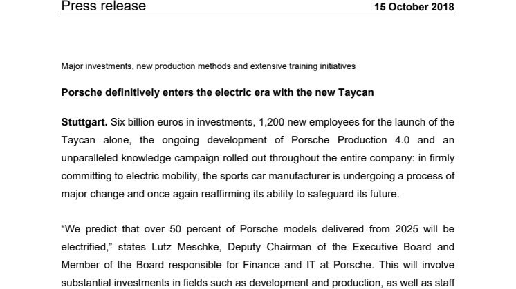 Porsche definitively enters the electric era with the new Taycan