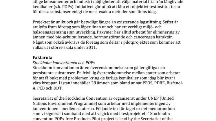 Paxymer UNEP-certifieras som första svenska materialtillverkare