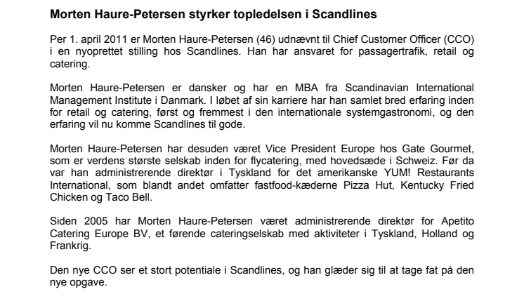 Morten Haure-Petersen styrker topledelsen i Scandlines
