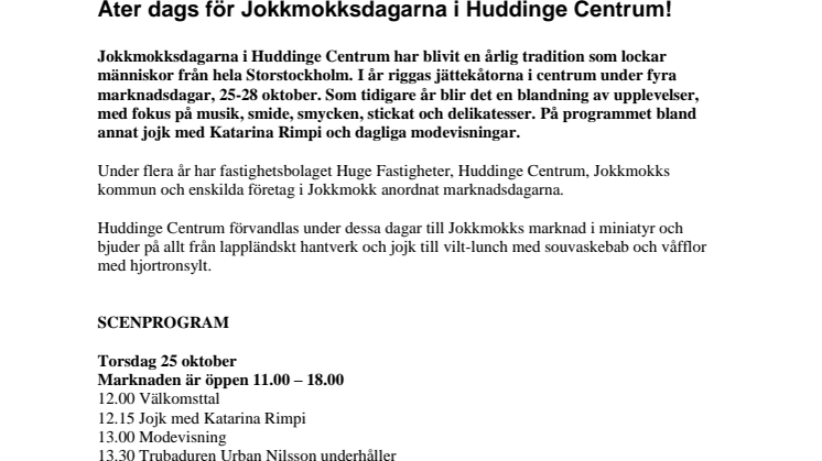 Åter dags för Jokkmokksdagarna i Huddinge Centrum!