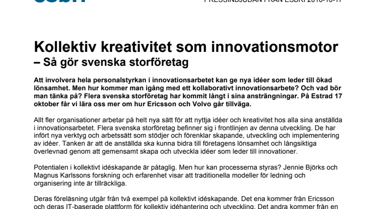 Kollektiv kreativitet som innovationsmotor – Så gör svenska storföretag