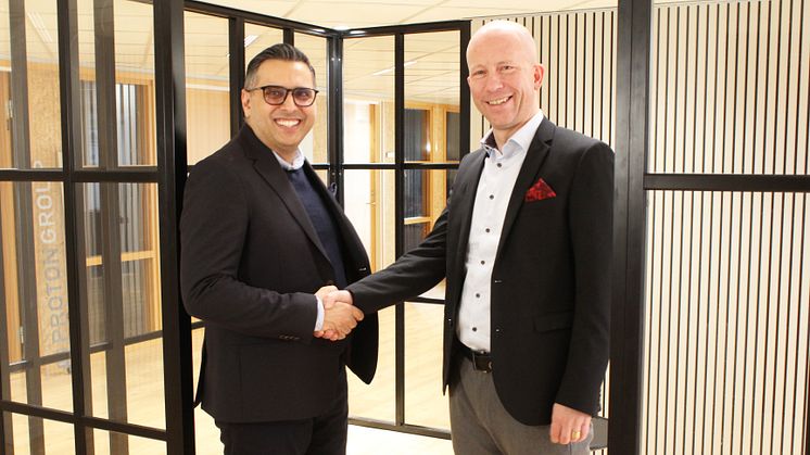 Peter Fahar, VD Weldin och David Gustafsson, koncernchef Proton Group