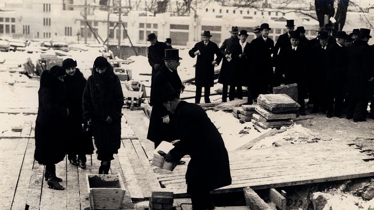 Grundstensläggningen vid Sjöfartsmuseet Akvariet 4 feb 1931