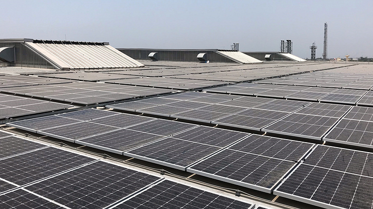 The solar panel installation at the Yanmar Engine Manufacturing India factory.
