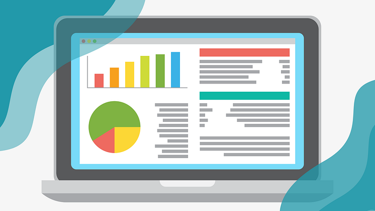 illustration av dator med statistik på skärmen