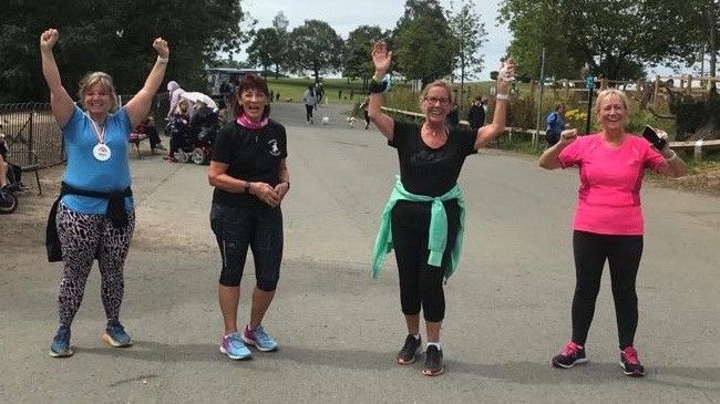 Getting moving (from left) Amanda Clayson, Lynn Shakespeare, Myra Gaffin and Dawn Flanagan.