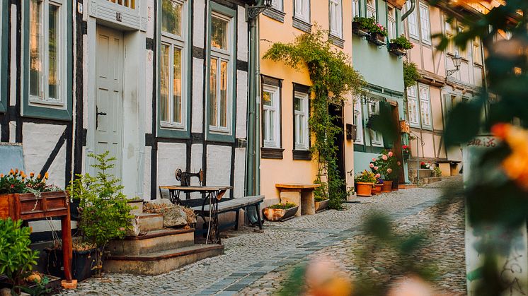 Quedlinburg: View into a cobblestone street © GNTB/ Maciej Waraksa