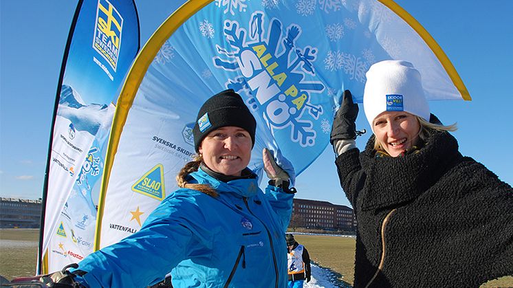 Charlotta Bürger Bäckström, verksamhetsansvarig Alla på snö och Carolina Klüft, projektledare GEN-PEP. Foto: Lotte Jernberg/Svenska Skidförbundet.