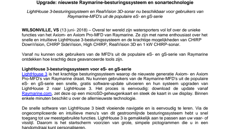 Raymarine: Upgrade: nieuwste Raymarine-besturingssysteem en sonartechnologie