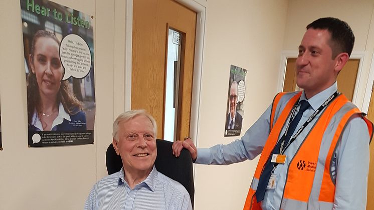 Colin Major, honorary secretary at Railfuture West Midlands and Aidan Morland, Class 196 project engineer, West Midlands Trains