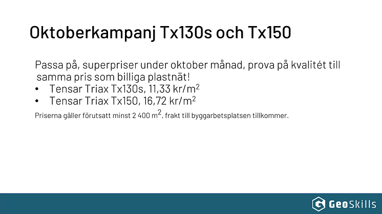 Kampanjpriser Tensar Triax Tx130s och Tx150