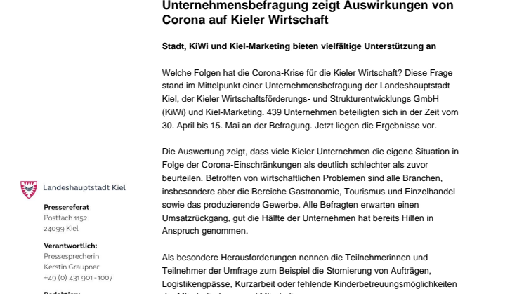 Welche Folgen hat Corona? Unternehmensbefragung zeigt Auswirkungen auf die Kieler Wirtschaft