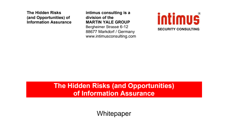 The Hidden Risks (and Opportunities) of Information Assurance
