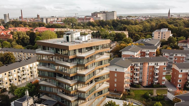 De 59 lägenheterna i Brf Helix i Lund stod klara 2022 och kommer säljas under 2023