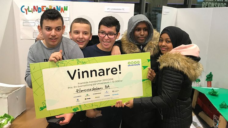 Årets vinnare i tävlingen Framtida transporter 2018 blev klass åtta från Römosseskolan i Gårdsten, Göteborg