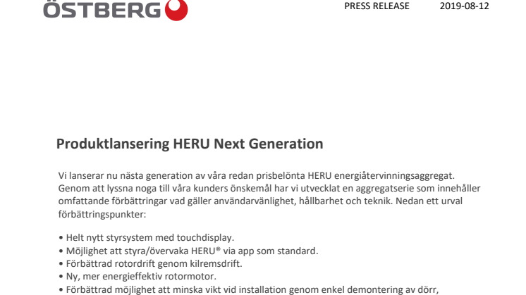 Produktlansering HERU NEXT GENERATION