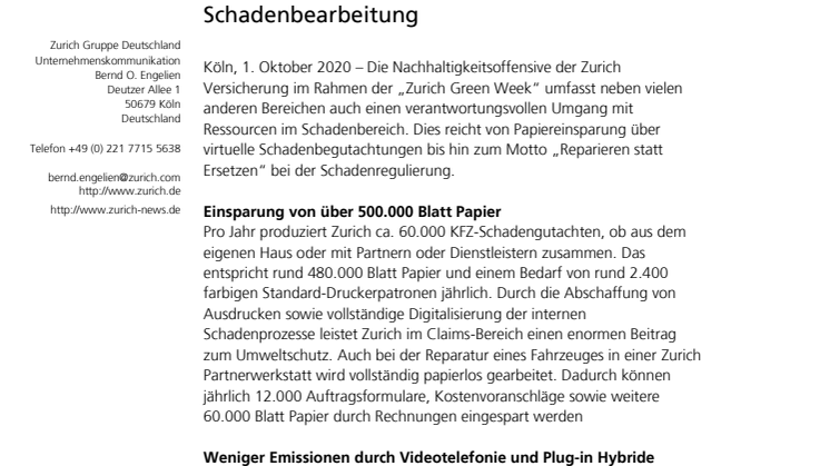 Pressemitteilung Grüne Schadenbearbeitung