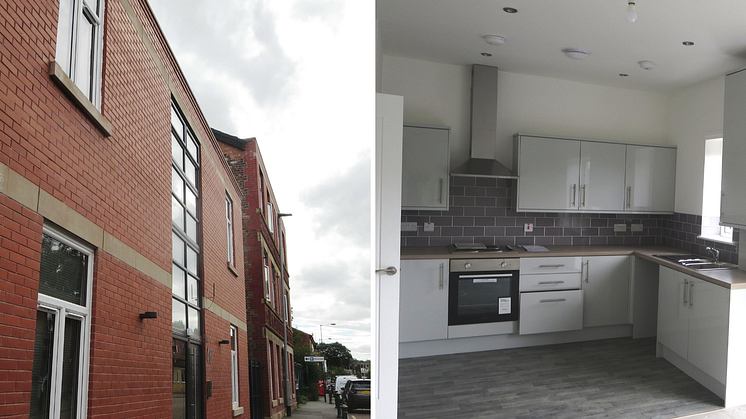 The exterior and interior of the new flats on the former Radcliffe Times building. 