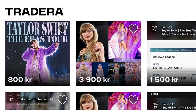 För ett par dagar sedan såldes två konsertbiljetter till Taylor Swift för 18 500 kronor på Tradera. Förutom konsertbiljetter går cowboyhattar, Taylor Swift vinylskivor, T-shirts och annan merchandise till höga priser just nu.