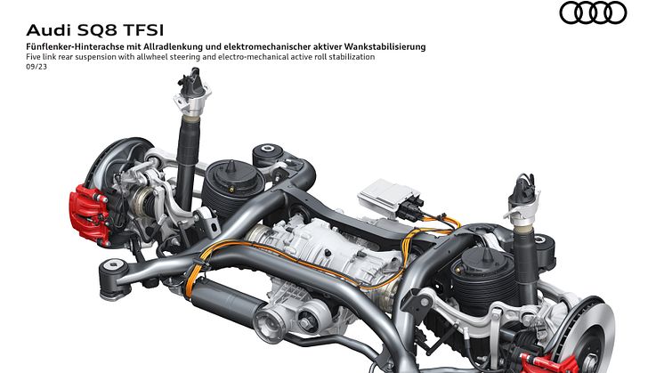 Audi SQ8 suspension med bl.a. firehjulsstyring
