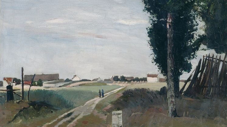 Carl Fredrik Hill, Väg med popplar, 1876/77. Olja på duk, 60 x 49 cm. Foto: Per Myrehed. Bild beskuren.