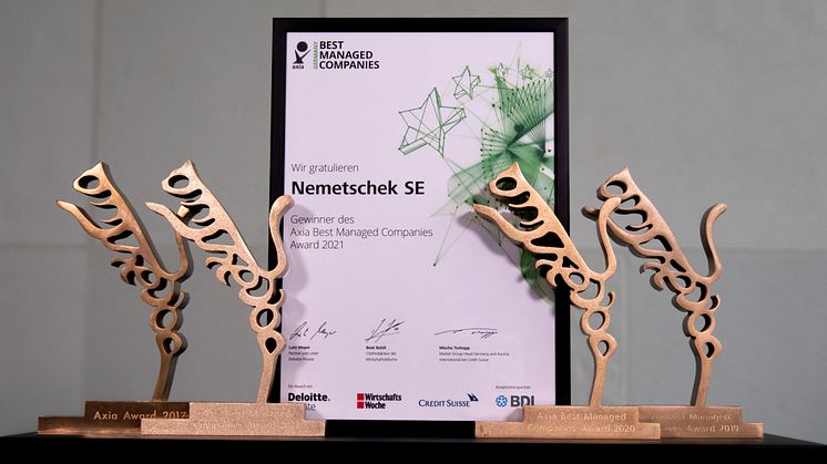 Nemetschek Group erneut mit AxiaBest Management Companies Award für hervorragend geführte Unternehmen ausgezeichnet