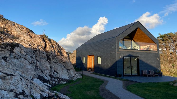 Takskifferfasad på villa, leverantör Nordskiffer