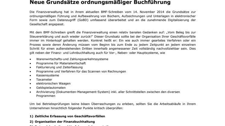 GoBD - Neue Grundsätze ordnungsmäßiger Buchführung 