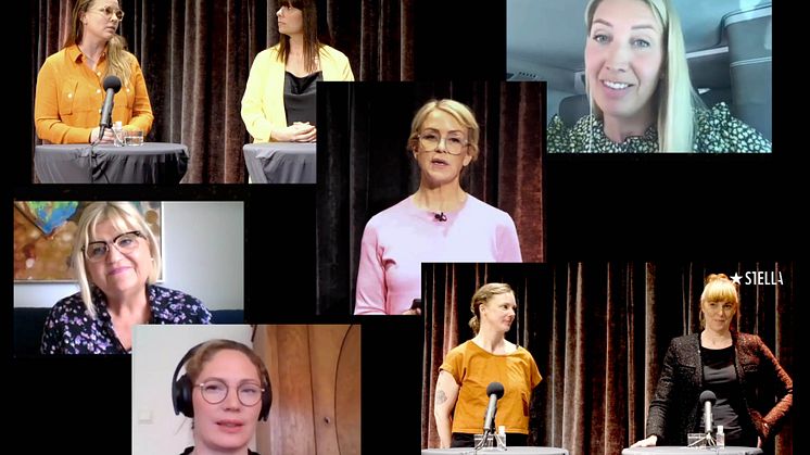 Frida Nilsson, Karoline Nordefors, Lina Skandevall, Lotta Bonthelius, Sofia B Olsson, Titti Qvarnström och Charlotta Ranert på Stellagalsn Forum på Folk Mat & Möten i Malmö.