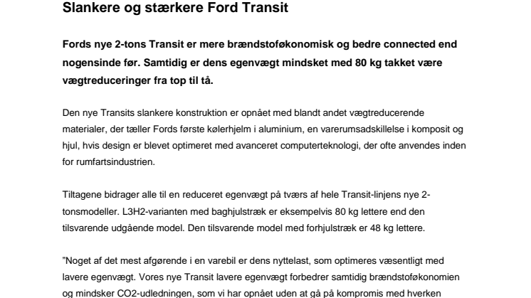 Slankere og stærkere Ford Transit