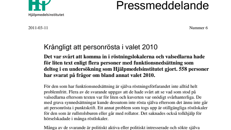 Krångligt att personrösta i valet 2010