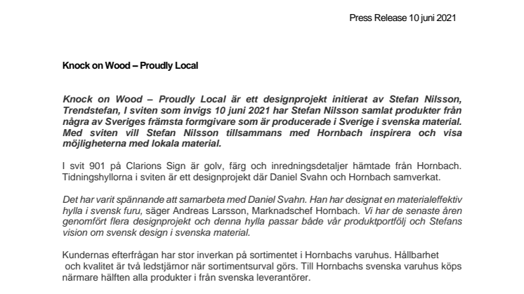 Hornbach och Trendstefan i svenskt designprojekt - Knock on Wood