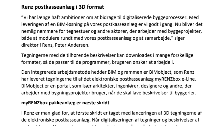 Renz postkasseanlæg i 3D format