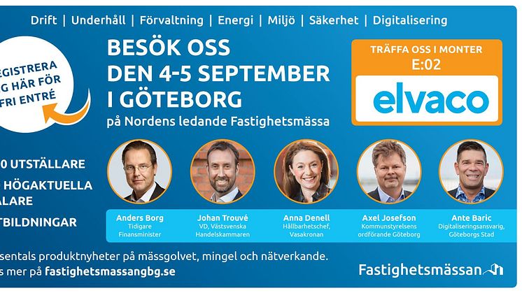 Elvaco ställer ut på Fastighetsmässan i Göteborg 4-5 september