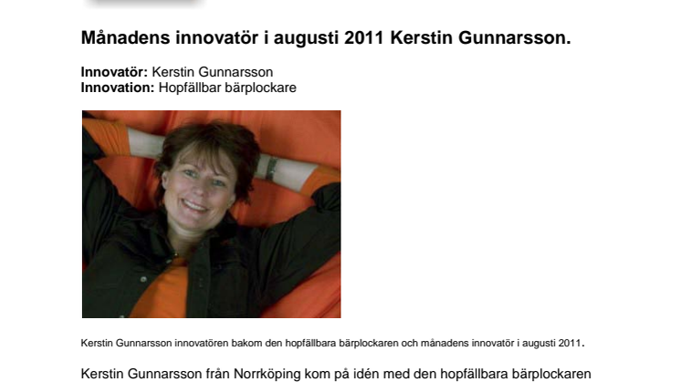 Månadens innovatör  Kerstin Gunnarsson.