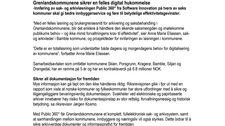 Grenlandskommunene sikrer en felles digital hukommelse 
