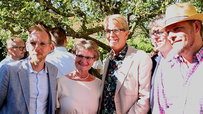 Jacob Forssmed, Ewa Andersen, Håcan Nilsson, Per Åsling och Günther Mårder på Sparbankernas mingel