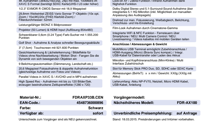 Datenblatt FDR-AXP33